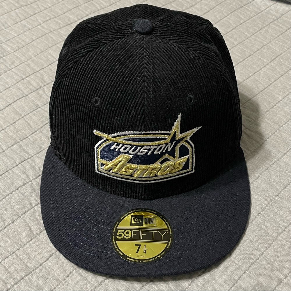 Houston Astros New Era 59FIFTY Black Corduroy 7 1/4 Fitted Hat 35 Yrs Patch NWOT